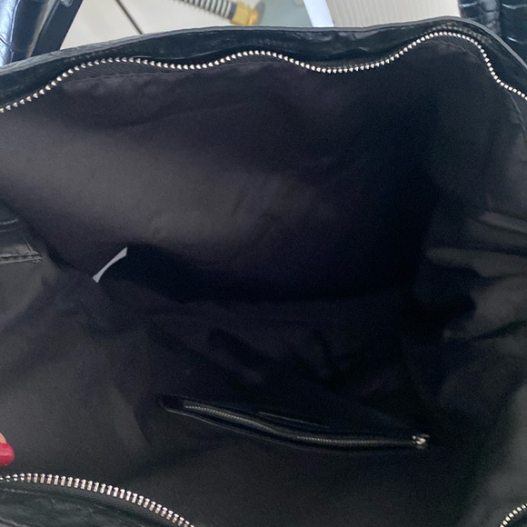 Zara Vegan Leather Black Croc Tote Bag New - Picture 8 of 11